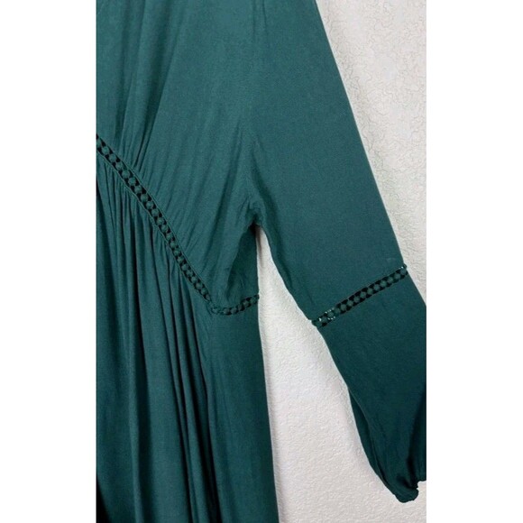 Earthbound Trading Co Women’s Size Small Emerald Green Boho Lagenlook Dress - Picture 7 of 7